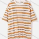 Wholesale Men's Loose Fit Drop Shoulder Comfort Crew Neck Short Sleeve Striped Casual T Shirt Orange Clothing Wholesale Market Liuhua