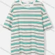 Wholesale Men's Loose Fit Drop Shoulder Comfort Crew Neck Short Sleeve Striped Casual T Shirt Cyan Clothing Wholesale Market Liuhua
