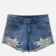 Women's Fashion Embroidery Hollow Out Denim Shorts Blue Clothing Wholesale Market -LIUHUA