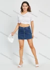 Wholesale Women's Sexy Slim Fit Zip Fly Dark Wash High Waist Denim Mini Skirt - Liuhuamall