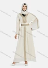 Wholesale Women's Chiffon Muslim Vintage Bell Sleeve Embroidery Maxi Abaya Dress With Belt - Liuhuamall