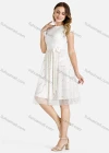 Wholesale Women's Plain Round Neck Cap Sleeve Sequin Mesh Chiffon A-Line Knee Length Dress - Liuhuamall
