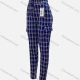Wholesale Women's Casual Drawstring Plaid Print Sweatpants With Flap Pockets Dark Blue Clothing Wholesale Market Liuhua