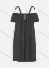 Wholesale Women's Casual Cold Shoulder Polka Dot Button Decor Short Dress 6490# - Liuhuamall