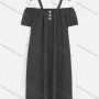 Wholesale Women's Casual Cold Shoulder Polka Dot Button Decor Short Dress 6490# preview