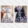 Wholesale Women's Casual Folk Art V Neck Ruched Button Front 3/4 Sleeve Short Dress With Belt preview