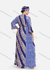 Wholesale Women's African Notched Neck 3/4 Sleeve Tribal Print Drawstring Plus Size Maxi Kaftan Dress With Turban ZXV-629D2# - Liuhuamall