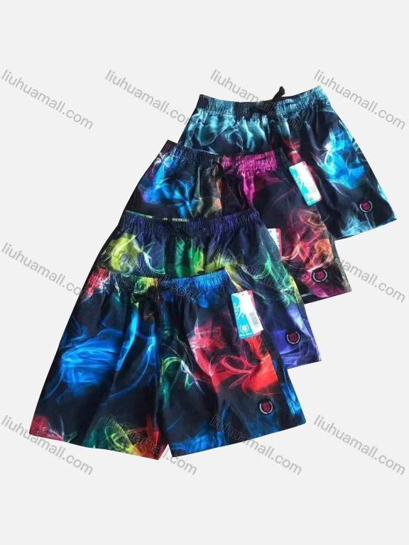 Wholesale Men's Casual Allover Abstract Print Drawstring Shorts 115-2#