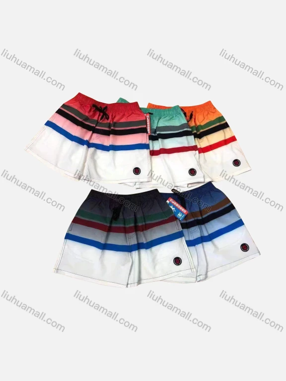 Wholesale Men's Casual Gradient Striped Patch Pocket Drawstring Shorts 115-9#