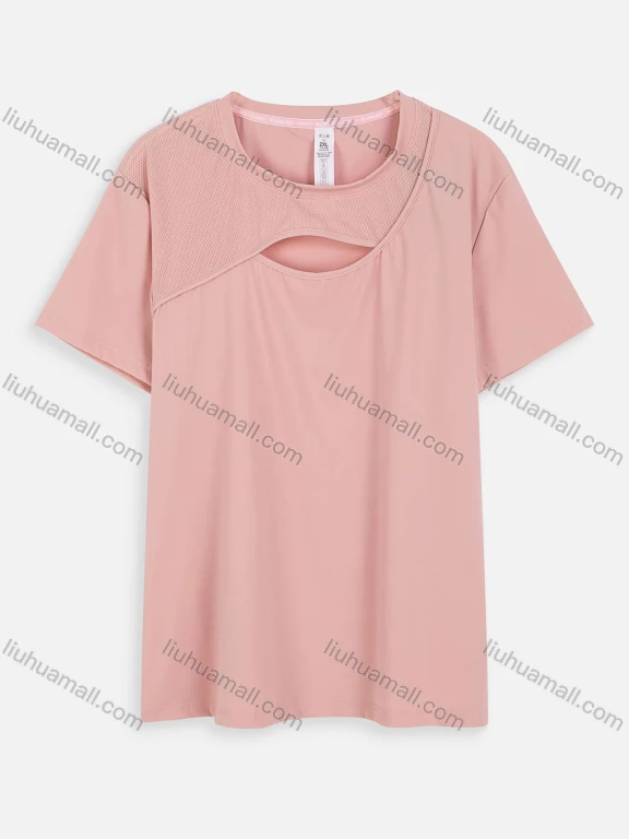 Wholesale Women's Athletic Plain Short Sleeve Chest Cutout Breathable Quick Dry T-shirt WT21603#
