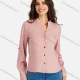 Wholesale Women's Casual Allover Print & Plain Notched Neck Long Sleeve Buttons Down Blouse Pink Clothing Wholesale Market Liuhua