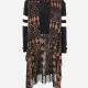 Women's Geo Print Fringe Hem Asymmetrical Knit Cardigan Black Clothing Wholesale Market -LIUHUA