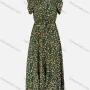 Wholesale Women's Casual Floral Allover Print V Neck Ruffle Sleeve High Waist Ruffle Hem Maxi Dress preview