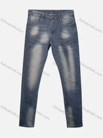 Wholesale Men's Casual Plain Distressed Pockets Ankle Length Jeans, LIUHUA CLOTHING WHOLESALE