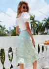 Wholesale Women's Casual Floral Ruffle Trim Lace Up Midi Skirt AY251# - Liuhuamall