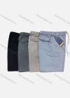 Wholesale Men's Casual 100%Cotton Plain Drawstring Elastic Waist Cargo Shorts - Liuhuamall