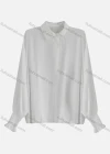 Wholesale Women's Casual Collared Bishop Sleeve Button Down Shirred Ruffle Trim Plain Shirts 097445# - Liuhuamall