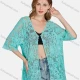 Wholesale Women's Casual 3/4 Sleeve Hollow Out Guipure Lace Cover Up Cardigan 2004# Cyan Clothing Wholesale Market Liuhua