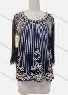 Wholesale Women's Elegant Sheer Floral Sequin Embroidery Round Neck Half Sleeve Blouse - Liuhuamall