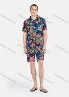 Wholesale Men's Vacation Button Down Short Sleeve Allover Tropical Floral Print 2 Piece Set - Liuhuamall