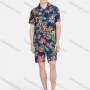 Wholesale Men's Vacation Button Down Short Sleeve Allover Tropical Floral Print 2 Piece Set preview