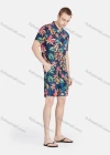 Wholesale Men's Vacation Button Down Short Sleeve Allover Tropical Floral Print 2 Piece Set - Liuhuamall