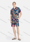 Wholesale Men's Vacation Button Down Short Sleeve Allover Tropical Floral Print 2 Piece Set - Liuhuamall