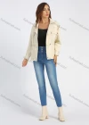 Wholesale Women's Fashion Lapel Button Closure Drawstring Leather Jacket - Liuhuamall