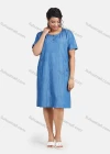 Wholesale Women's Plus Size Round Neck Plain Button Straight Denim Dress - Liuhuamall
