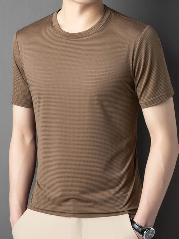 Wholesale Men's Sporty Basics Crew Neck Short Sleeve Plain Quick Dry Breathable T-shirts 88138#
