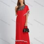 Wholesale Women's Notch Neck Batwing Sleeve Fringe Trim Embroidered Maxi Kaftan preview