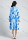 Wholesale Women's Tie Dye Ruffle Trim Tie Neck Bell Sleeve Knee Length Dress - Liuhuamall