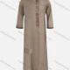Wholesale Men's Modest Round Neck Contrast Striped Button Front Middle East Ramadan Muslim Arabic Robe Coffee Clothing Wholesale Market Liuhua