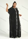 Wholesale Women's African Plus Size Vintage Round Neck Robe Batwing Sleeve Floral Embroidery Plain Kaftan Dress - Liuhuamall