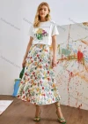 Wholesale Women's Casual Elastic Waist Floral Midi Pleated Skirt AY256# - Liuhuamall