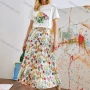 Wholesale Women's Casual Elastic Waist Floral Midi Pleated Skirt AY256# preview