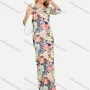 Wholesale Women's Off Shoulder Allover Floral Print 3/4 Sleeve Slim Fit Casual Maxi Dress preview