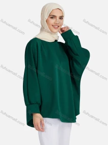 Wholesale Women's Casual Plain Mock Neck Long Sleeve Blouse 1372#, LIUHUA CLOTHING WHOLESALE