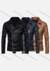 Wholesale Men's Fashion Moto Lapel Long Sleeve Zipper Leather Biker Jacket - Liuhuamall