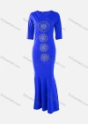 Wholesale Women's African Elegant Plus Size Half Sleeve Round Neck Rhinestone Pearl Decor Maxi Dress - Liuhuamall