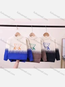 Wholesale Kid's Casual Mock Neck Cartoon Colorblock Long Sleeve Fleece Sweater 1018#, LIUHUA CLOTHING WHOLESALE