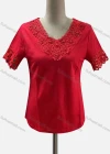 Wholesale Women's Casual Scoop Neck Short Sleeve Appliques Blouse - Liuhuamall