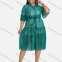 Wholesale Women's Casual Loose Fit Tie Front Guipure Lace Button Front Midi Dress preview