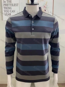 Wholesale Men's Casual Striped Colorblock Long Sleeve Polo Shirt, LIUHUA CLOTHING WHOLESALE
