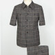 Men's Plaid Button Down Patch Pocket Short Sleeve Shirt & Pants 2-Piece Sets BV220302# Brown Clothing Wholesale Market -LIUHUA