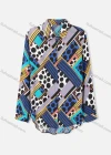 Wholesale Women's Plus Size Fashion Long Sleeve Button Down Allover Splicing Print Shirt - Liuhuamall