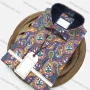 Wholesale Men's Casual Slim Fit Shirt Collar Long Sleeve Paisley Print Button Down Shirt preview