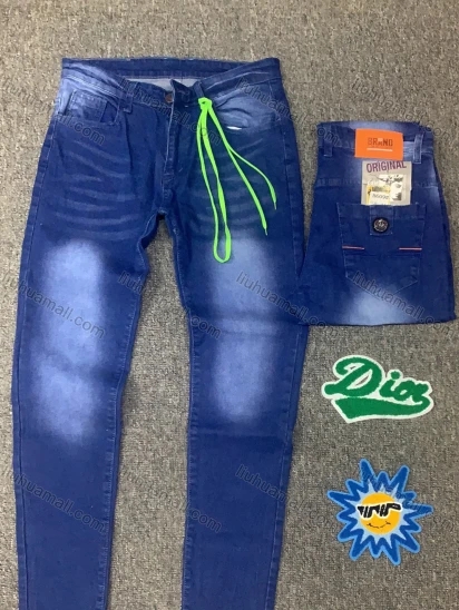 Wholesale Men's Casual Distressed Patch Pocket Straight Leg Jean