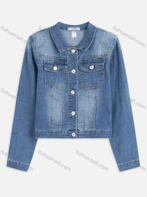 Wholesale Women's Casual Long Sleeve Distressed Flap Button Down Denim Jackets With Pockets, LIUHUA CLOTHING WHOLESALE
