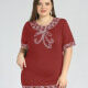 Women's Plus Size Round Neck Short Sleeve Embroidery Casual Top 4# Clothing Wholesale Market -LIUHUA